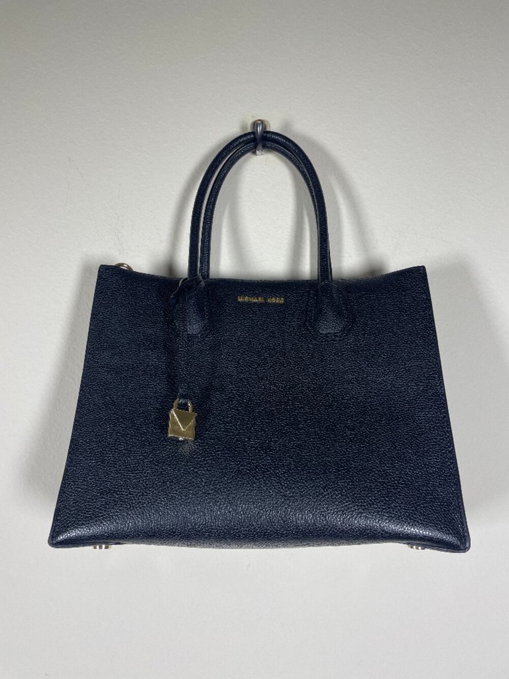 Michael Kors Black Pebble Leather Tote Bag with Duster 12" x 10" Excellent!